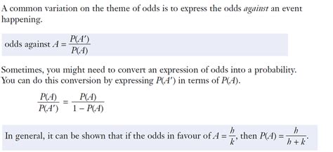 odds against|What is the formula for odds in favour and odds against of an .